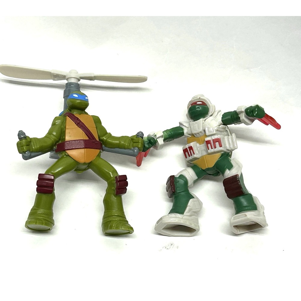 2016 Mc Donald's TMNT Lot Of 2 Toys Action Figures Leo Raphael (H9)